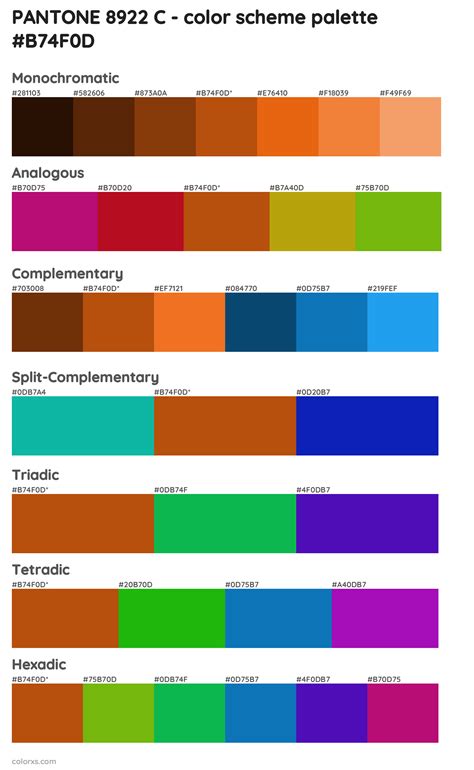 PANTONE 8922 C color palettes - colorxs.com