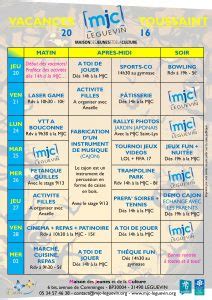 Programme Des Vacances De La Toussaint Mjc De Leguevin Maison