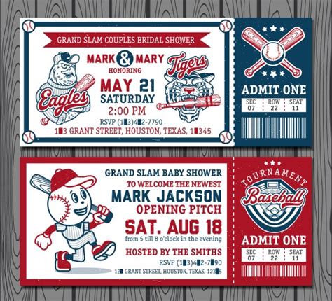 Set Of Vintage Baseball Tickets Royalty Free Vector Image