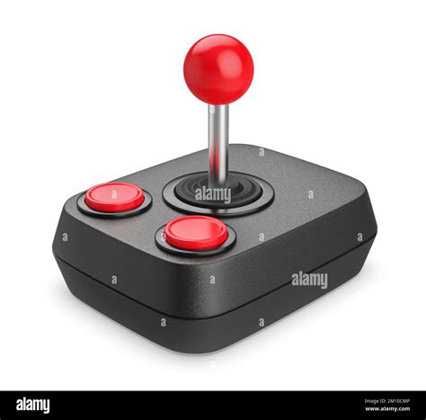 Black Retro Joystick With Two Buttons On White Background Stock Photo