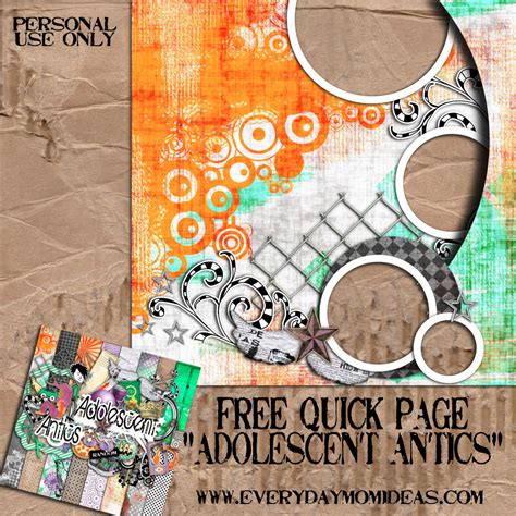 Free Digital Scrapbooking Quick Page Adolescent Antics House Of