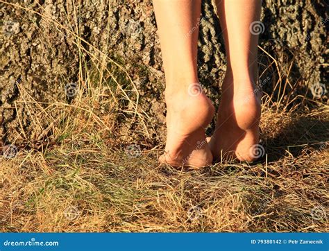 Pieds Nus Sur La Pointe Des Pieds Photo Stock Image Du Enfant Talon