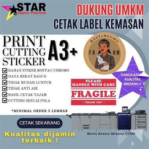 Jual CETAK STICKER BONTAC CHROMO A3 DAN CUTTING STICKER LABEL