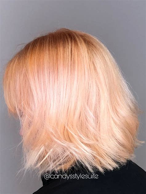 Rose Gold Hair Peachy Pink Short Bob Haircut And Style Bob Short