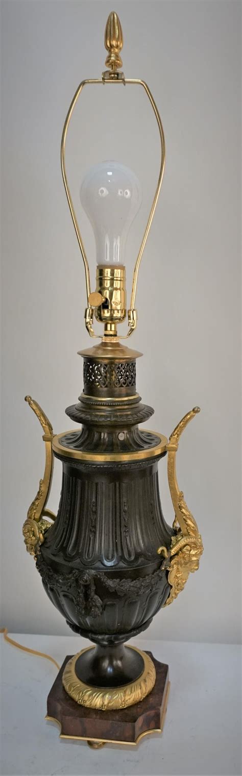 19th Century Oxidized And Dore Bronze Electrified Oil Lamp For Sale At 1stdibs