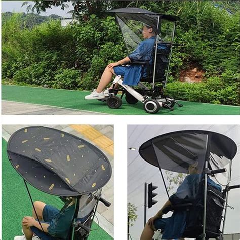 Electric Wheelchair Umbrella Canopy Awning Sun Shade Rain Cover Uv Resistant Protection