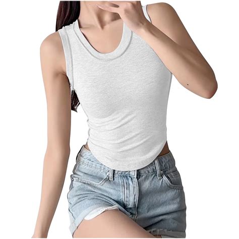 Dianli Womens Camisole Built In Bra Wireless Fabric Support Short Cami Plush Womens Summer Tops