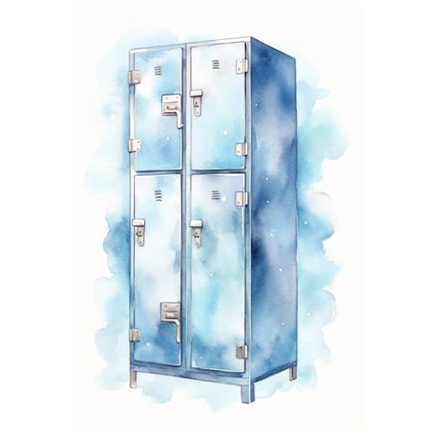 Premium Ai Image There Is A Watercolor Drawing Of A Metal Locker With