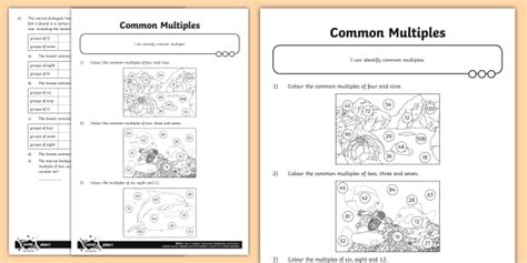 KS2 Common Multiples Worksheet - Primary Resources - Twinkl 