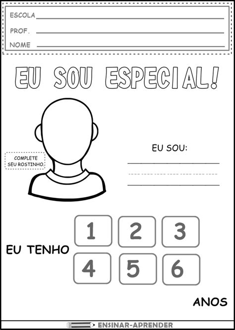 Quem sou eu Atividades de Identidade SÓ ESCOLA