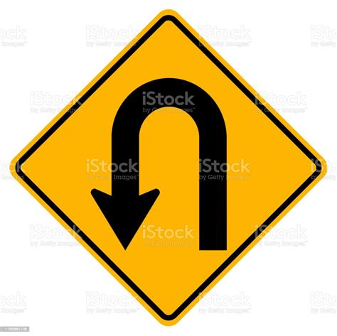 Vetores De Uturn Left Traffic Road Sign Ilustração Vetorial Isolar Na