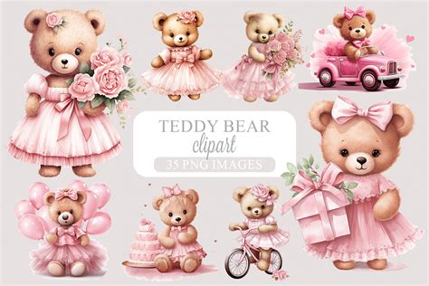 Pink Teddy Bear Clipart Afbeelding Door Bijou Bay Creative Fabrica