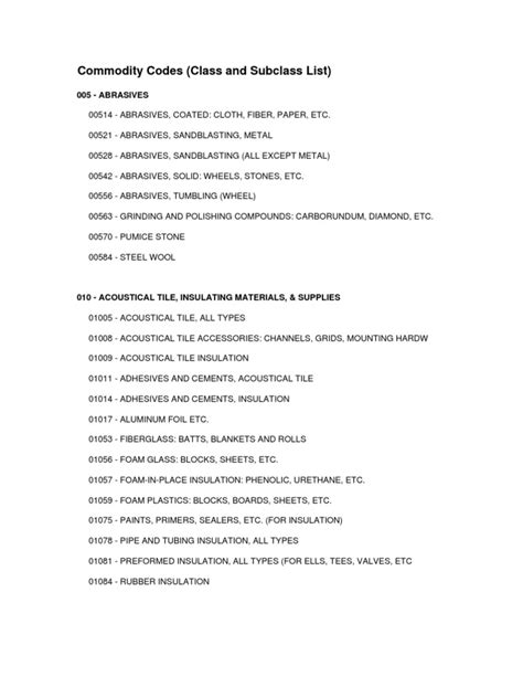 Commodity Codes Pdf Mower Hvac