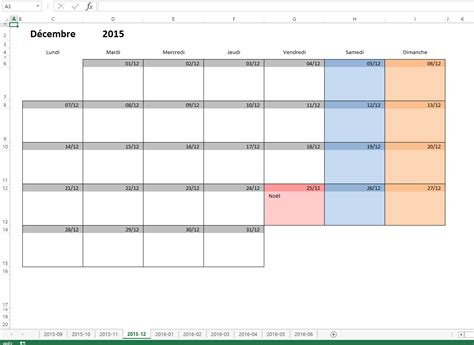 Calendrier Mensuel Excel Modifiable Et Gratuit Excel Malin