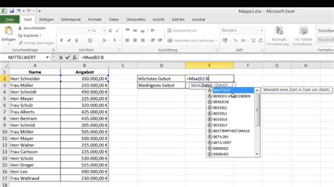 Wichtige Excel Funktionen Max Und Min Youtube