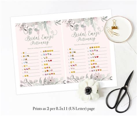 Printable Bridal Shower Games Emoji Pictionary Wedding Shower Games