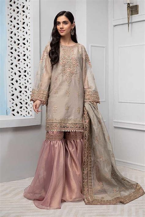 Beautiful Pakistani Gharara Dress In Lavish Beige Color P2239