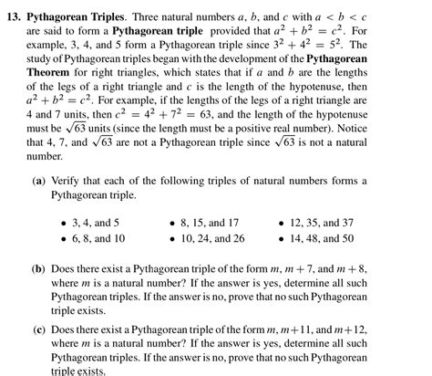 Solved 1 Pythagorean Triples Three Natural Numbers A B Chegg