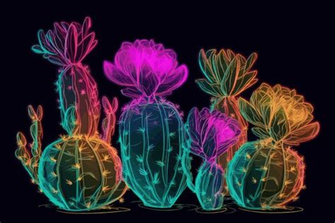 Vector Art Neon Cacti Cactus Symbol Graphic by saydurf · Creative Fabrica