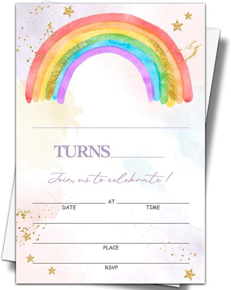 Amazon Ystep Rainbow Birthday Party Invitations Invite Cards