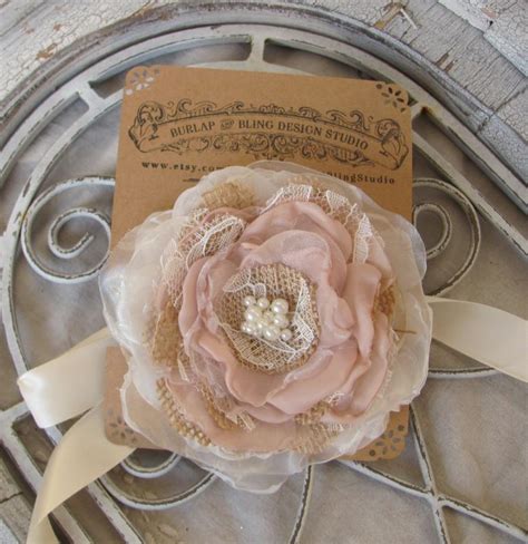 Burlap Wedding Wrist Corsage Bridal Corsage Fabric Corsage