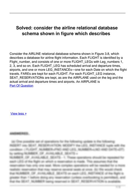 SOLUTION Solved Consider The Airline Relational Database Schema Shown