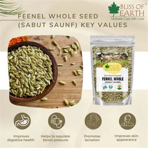 Bliss Of Earth Certified Organic Fennel Seed Saunf 1kg Form Whole