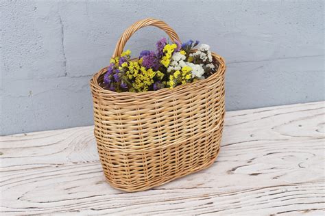 Wicker Hanging Door Basket Front Door Flat Basket Kitchen Etsy