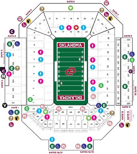 Ou Football Stadium Gate Map | Printable Templates Free