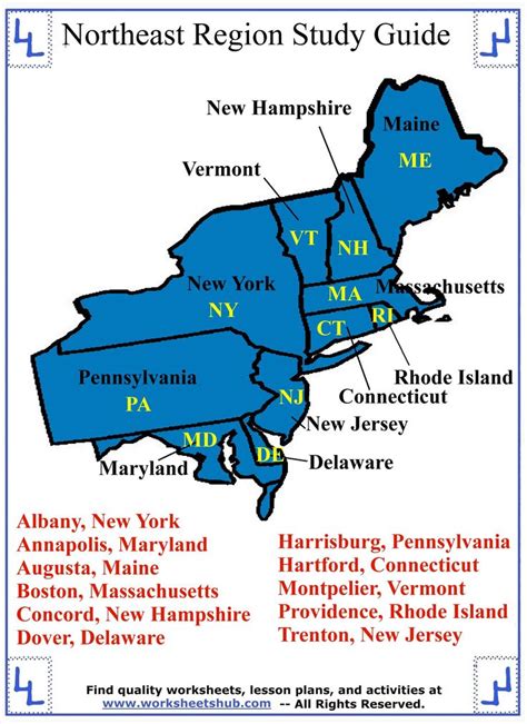 Fourth Grade Social Studies Northeast Region Study Guide | States and ...