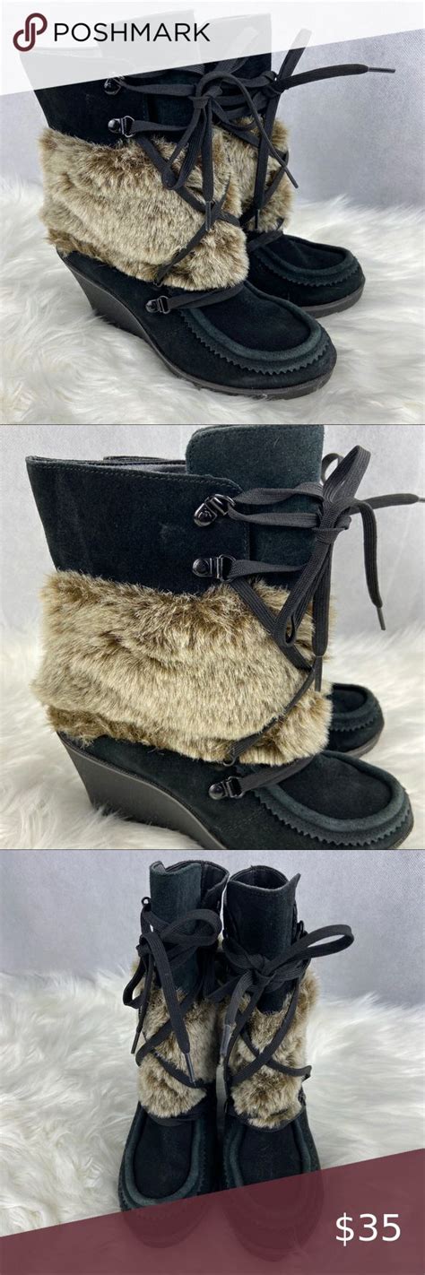 Andrea Suede Wedges Boots With Fur Womens Shoes Wedges Fur Boots