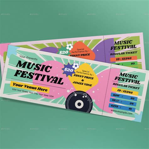 Free Printable Festival Ticket Template Illustrator Word Apple Pages Psd Publisher Artofit