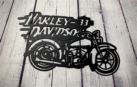 Metal Art 16 Gauge Steel In Black Harley Davidson Motorcycle Etsy