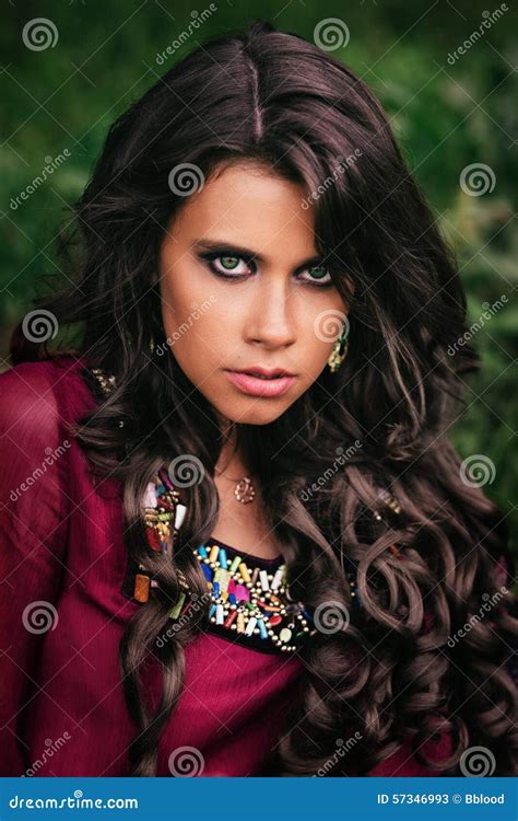 Portrait Of A Beautiful Girl Gypsy Stock Image Image Of Colorful