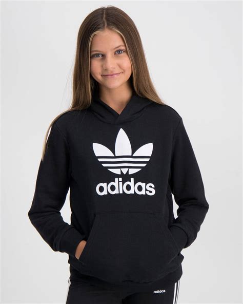 Shop Adidas Girls Trefoil Hoodie In Blackwhite Fast Shipping And Easy Returns City Beach