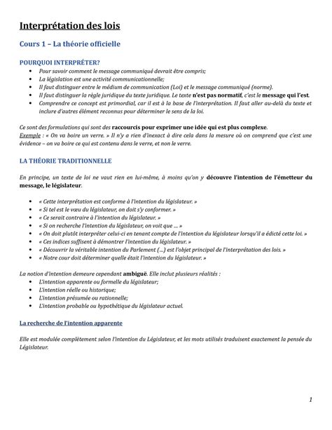 Notes de cours Interprétation des lois DRT2001 UdeM Studocu