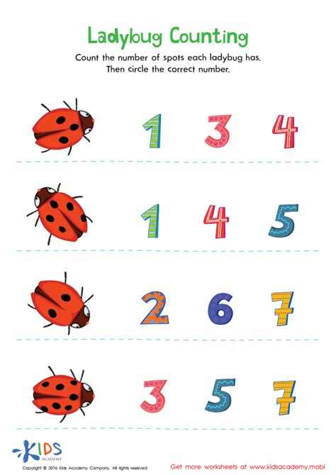 Ladybug Counting Worksheet Free Printable Pdf For Children