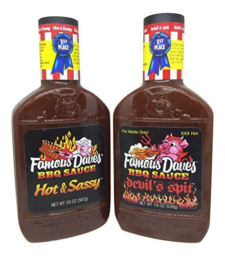 Famous Daves Hot And Sassy And Devils Spit Bbq Sauce Combo Food