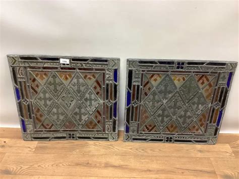 Lot 1306 Two Stained Glass 19th Century Cut And