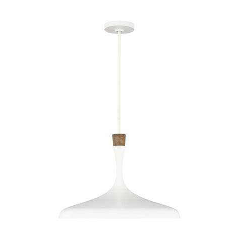 Ellen Degeneres By Generation Lighting Darwin 1 Light Matte White Pendant With Natural Woo