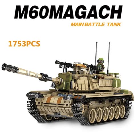 Modern military world war Israel M60 Magach Main battle tank 2in1 model building block ww2 army ...