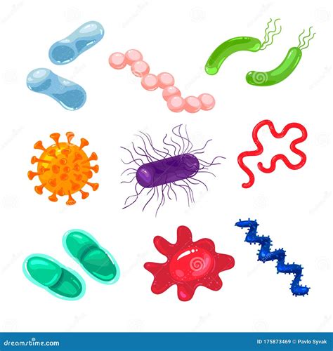 Set Of Bacteria Germs And Viruses Icons Pathogen Microbes Characters