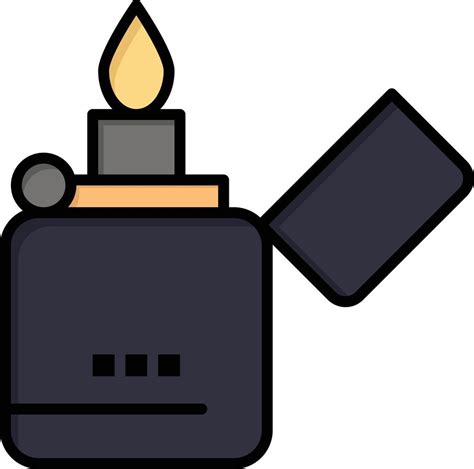 Fire Lighter Smoking Zippo Flat Color Icon Vector Icon Banner Template