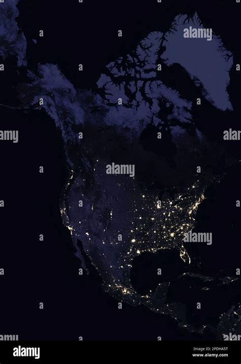 North America at night, satellite image Stock Photo - Alamy