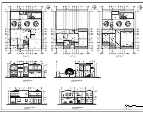 Planos De Plantas Fachadas Y Cortes