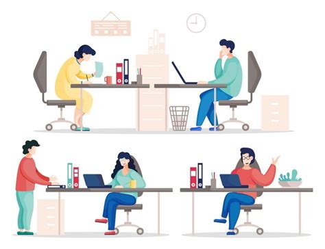 Premium Vector Flat Vector Illustration Of Busy People In The Office