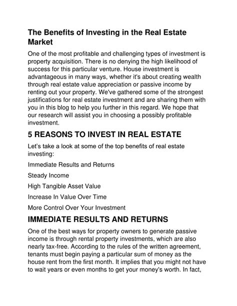 Ppt The Benefits Of Investing In The Real Estate Market Powerpoint