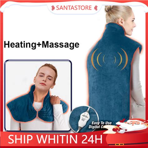 Hot Compress Ectric Heating Pad For Back Shoulder Pain And Cramps Relief Large Size Blue Fast