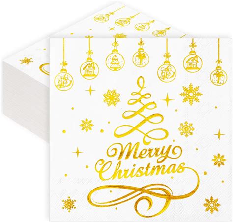 Amazon Whaline 80 Pack Christmas Paper Napkins 6 5 X 6 5 Xmas