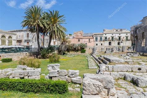 Temple Of Apollo Ancient Greek Monument In Syracuse Sicily — Stock